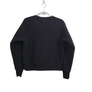 Everlane Womens Sweater Small Black The ReNew Fleece Raglan Cozy Pullover